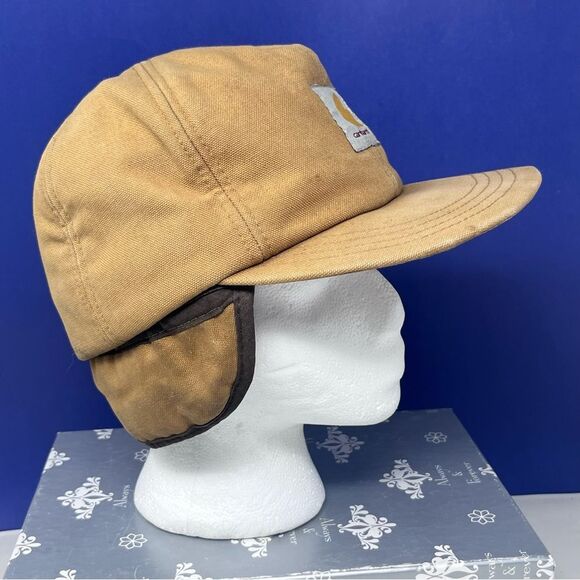 Carhartt Vintage Insulated Tan Cap with Ear Flaps Made In USA - Picture 6 of 9
